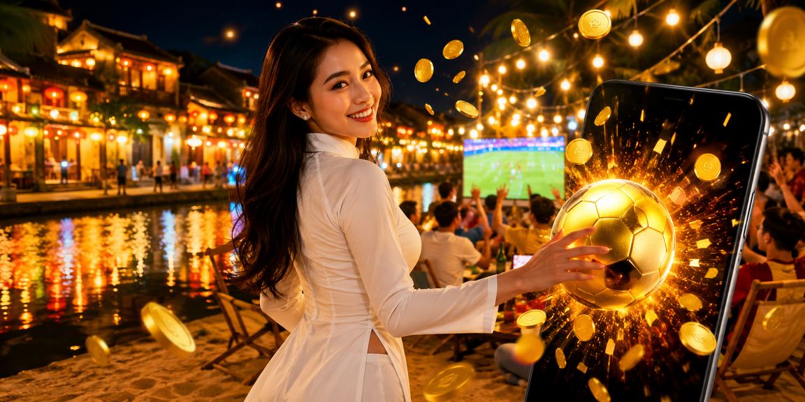 Người mặc áo dài tại Hội An theo dõi cá cược bóng đá trực tuyến buổi tối